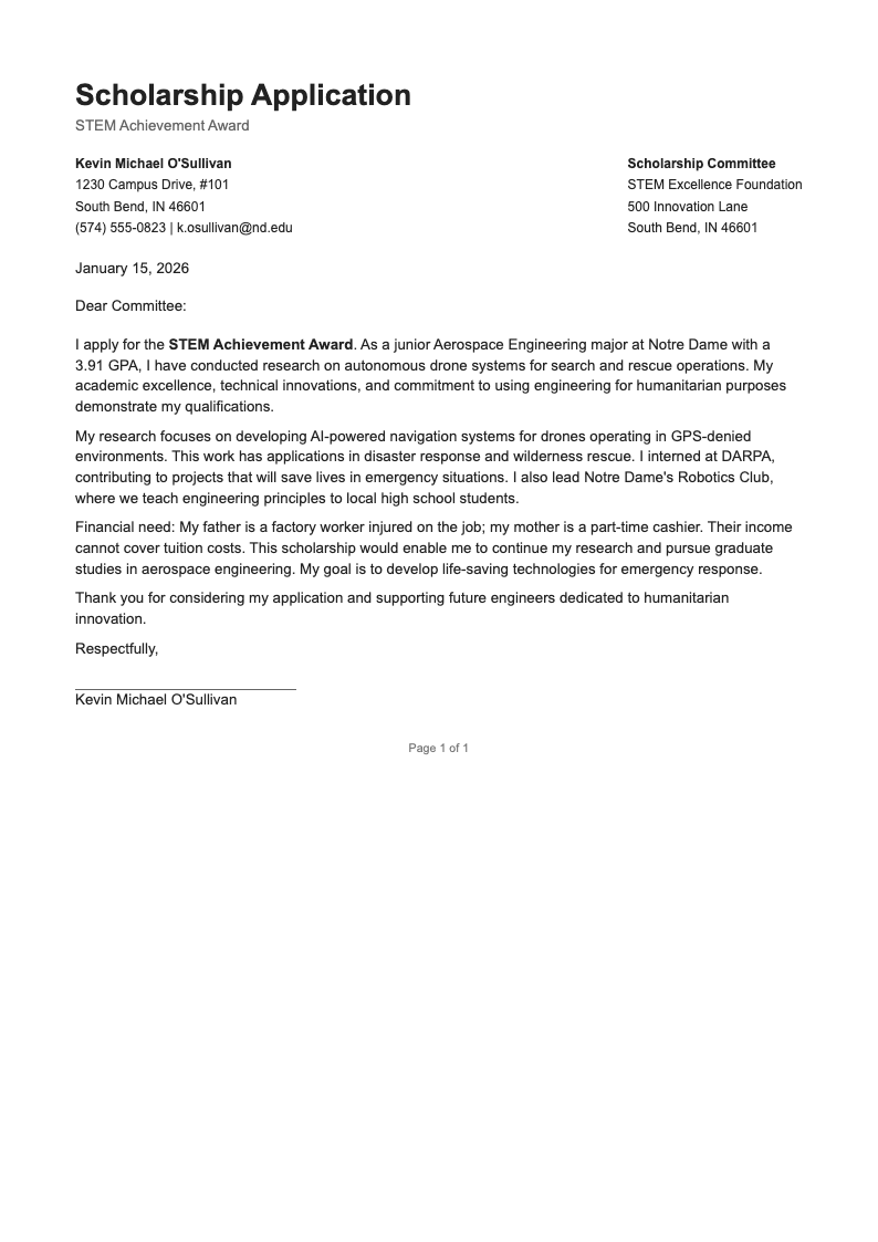 Compact Scholarship Letter